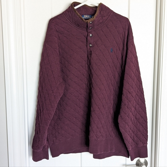Polo Ralph Lauren Quilted 1/4 Snap Pullover - Maroon sz XXL - Picture 1 of 6